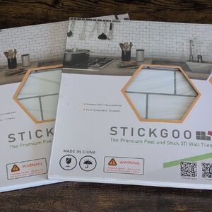 2 Packs of 10 sheets Stickgoo 3D Subway Wall Tiles